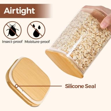 ComSaf 0.7 Qt Glass Food Storage Jars Set of 9, Clear Glass Storage Containers with Lids, Pantry Organization Jar, Spice, Blooming Tea, Oat, Coffee and Sugar Container, Small Canister Set for Kitchen - Image 7