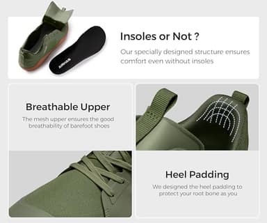 AIRHAS Men's Barefoot Shoes Zero Drop Workout Minimalist Gym Shoes for Men Deadlift Cross Training Sneakers (Olive/Gum,11) - Image 6