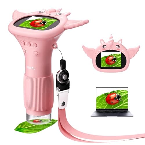 Hideal HP40 Microscope for Kids [Easy and Fun] 2" IPS Portable Handheld Kids Microscope Miniscope, Pocket Mini Scope Educational Science Kit, Birthday Easter Gifts for Kids, PC View, Pink