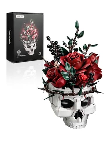 iATOM Skull Roses Flower Bouquet Building Set, Skeleton Planter Botanical Collection Kit for Adult, Gift for Christmas, Gothic Horror Home Table Centerpiece Decor, IA11008 - Image 1