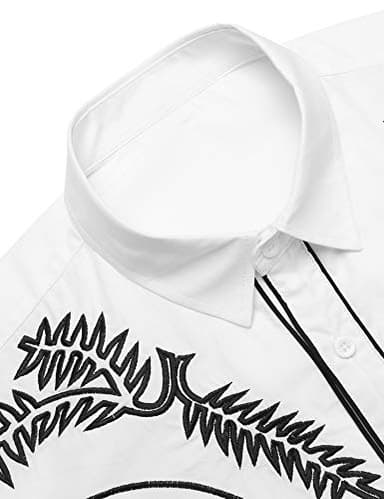 COOFANDY Mens White Western Shirt Embroidered Button Down Shirt Vintage Country Cowboy Shirts - Image 4