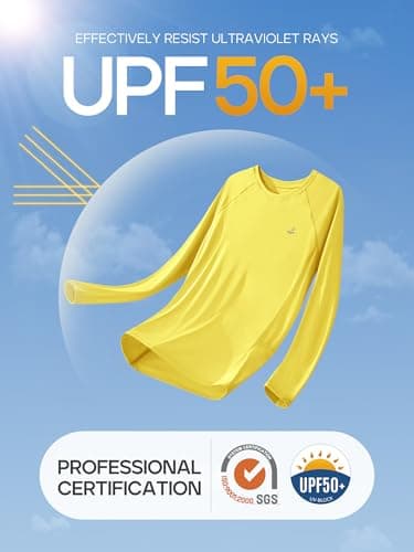 IUGA Rash Guard for Women UPF 50+ SPF UV Protection Long Sleeve Workout Tops with Pockets Dry Fit Hiking Swim Shirt Yellow - Image 3