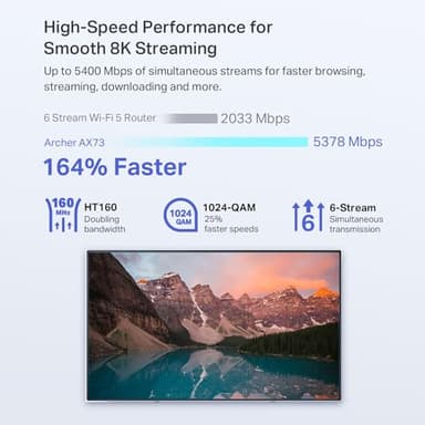 TP-Link AX5400 WiFi 6 Router (Archer AX73)- Dual Band Gigabit Wireless Internet Router for Streaming, Long Range Coverage - Image 3