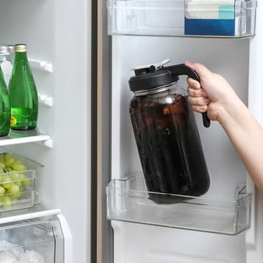 AOZITA 64 oz Glass Pitcher with Lid - 2 Quart Mason Jar Pitcher with Filter Lid, Wide Mouth Jar Leak-proof Water Jug, Heavy Duty Glass Container for Water, Juice, Milk, Tea, Iced Coffee, and Drinks - Image 6