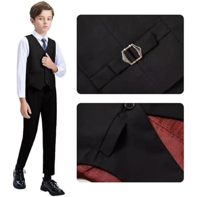 Boys Suit Tuxedo Set Dress Vest Pants Set Kids Black Suits for Boys Ring Bearer Wedding Outfits Size 2T - Image 3