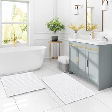 Arotive Luxury Chenille Bathroom Rug Mat, Extra Soft Thick Absorbent Shaggy Bath Rugs, Non-Slip Machine Wash Dry, Plush Bath Mats for Bathroom, Shower and Tub, 24x16, White - Image 9