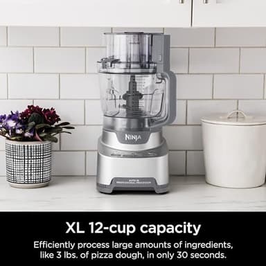 Ninja Food Processor, Professional XL, 1200 Peak-Watts, 4-in-1, Chopping, Slicing/Shredding, Purees, Dough, 12-Cup Processor Bowl, 2 Blades & 2 Discs, Feed Chute/Pusher, Black, NF701 - Image 4