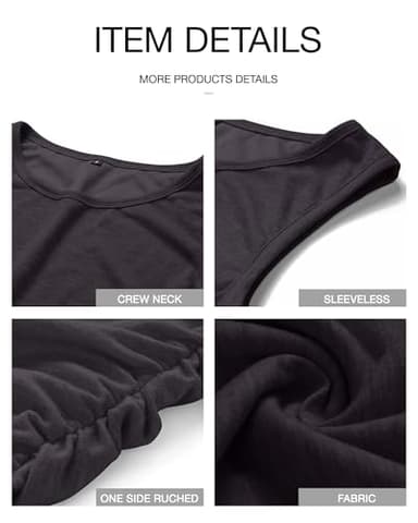 BTFBM Women Summer Dresses 2025 Sleeveless Tank Crew Neck Casual Ruched Bodycon Party Club Beach Short Mini Dress(Dark Grey, Medium) - Image 5