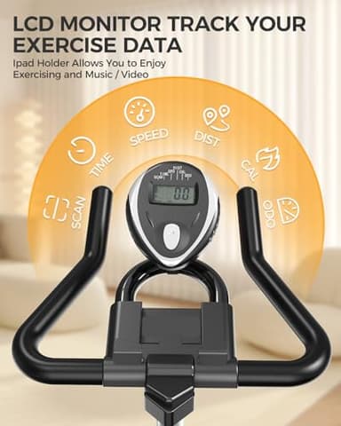 pooboo Magnetic Resistance Cycling Bike, Belt Drive Indoor Exercise Bike Stationary LCD Monitor with Ipad Mount ＆Comfortable Seat Cushion for Home Cardio Workout, Training Upgraded Version - Image 6