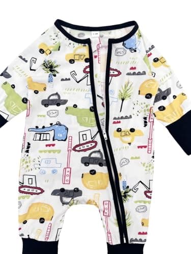 Bow Dream Bamboo Baby Boy Romper Footed Long Sleeve Footies Newborn Girl Clothes Footless with Zipper and Mitten Cuffs Car Dog 18-24M - Image 5