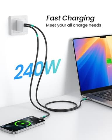 Silkland 80Gbps USB 4 Cable for Thunderbolt 5 Cable 10FT/3M, 120Gbps Bandwidth for 16K/Dual 8K, 240W Fast Charging, USB C Monitor Cable Compatible Thunderbolt 4/5/3, SSD, Monitor,MacBook M4 Pro,Dock - Image 5