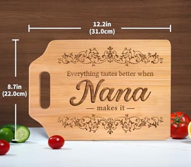 AceThrills Nana Gifts for Nana Birthday Gifts for Christmas, Mothers Day - Engraved Bamboo Cutting Board 12.3"L x 8.7"W x 0.4"Th - Image 2