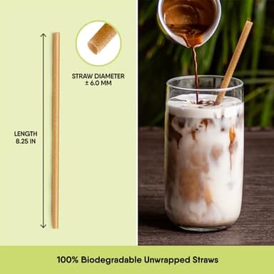 The Veggie Straws – 100 PCS of 8.25 Inches Unwrapped Biodegradable Straws – Made of Vegetable Fibers, Best Environment Friendly Drinking Straws for Hot and Cold Beverages - Image 2