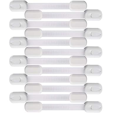 12 Pack Vmaisi Multi-Use Adhesive Straps Locks - Childproofing Baby Proofing Cabinet Latches for Drawers, Fridge, Dishwasher, Toilet Seat, Cupboard, Oven,Trash Can, No Drilling (White) (12) - Image 3