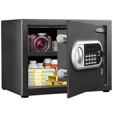 ISLANDSAFE Home Safe Box, Digital Small Personal Safes, caja fuerte, Security Money Closet Electronic Lock Box with Keypad for Pistol Cash Jewelry, Document, Hotel, Dorm, Office (0.8cuft Black) - Image 1