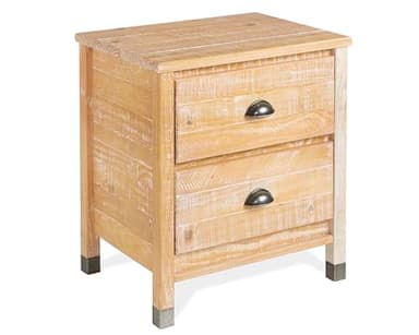 Camaflexi Baja Night Stand / 2 Drawer / Solid Wood / Rustic Bedside Table for Bedroom, Living Room, Sofa Couch, Hall / Metal Drawer Pulls, Barnwood Finish, Brown - Image 1
