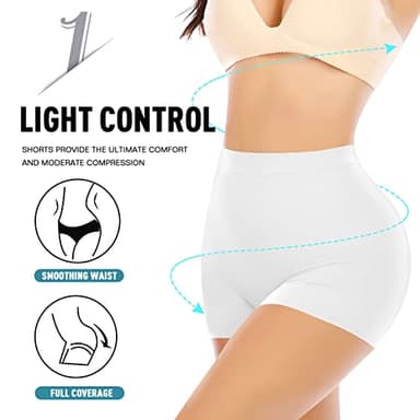 Seamless Shaping Boyshorts Panties for Women Tummy Control Shapewear Under Dress Slip Shorts Underwear (Basic White-2,L) - Image 3
