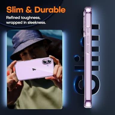 TAURI for iPhone 17 Case, Anti-Yellowing with Screen Protector, Military-Grade Protection Shockproof Slim Phone Case for iPhone 17, Clear - Image 5