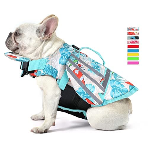 Petglad Wings Dog Life Jacket Adjustable Dog Life Vest with Chin Float Reflective Stripes and Rescue Handles, High Buoyancy Hawaiian Floral Puppy Swim Float Vest for Small Medium Large Dogs - Image 1