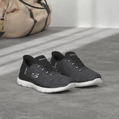 Skechers Women's Summits Hands-Free Slip-Ins – Memory Foam Insole, Heel Pillow, Vegan Materials Sneaker, Black White, 7 - Image 2