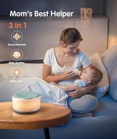 FamiSym White Noise Sound Machine Baby for Sleeping with Night Light – 34 Soothing Sounds, Rechargeable White Noise Machine for Kids Adults Sleep, Portable Lullaby Machine Baby Soother (Slate) - Image 2