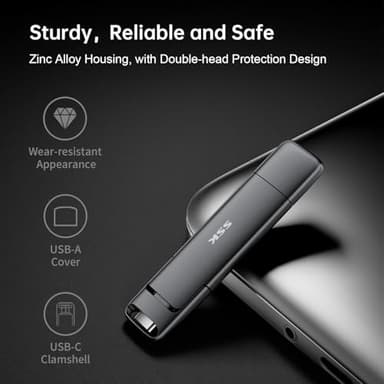 SSK 256GB Dual USB C Flash Drive, 2-in-1 Type C+ USB A 3.2 Gen2 Solid State Thumb Drive,Speed Up to 550MB/s Memory Stick Data Storage for iPhone 15, Android Phone,Tablet,MacBook,Windows - Image 5