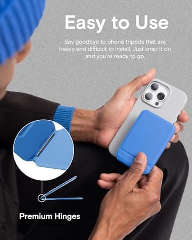 MOFT Phone Tripod Stand Selfie Stick for iPhone, Multi-Angles iPhone Stand, Lightweight & Portable Phone Holder, Strong Magnets, MOVAS Vegan Leather, Travel Essentials, Jet Black (Without Card Slot) - Image 8