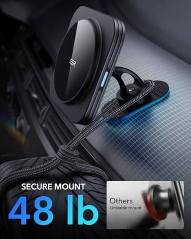 ESR for MagSafe Car Mount Charger, 15W Magnetic Wireless Car Charger, Compatible with MagSafe Car Charger, Air Vent/Dashboard Phone Holder Mount for iPhone 16/15/14/13/12, Fast Charging, Black - Image 7