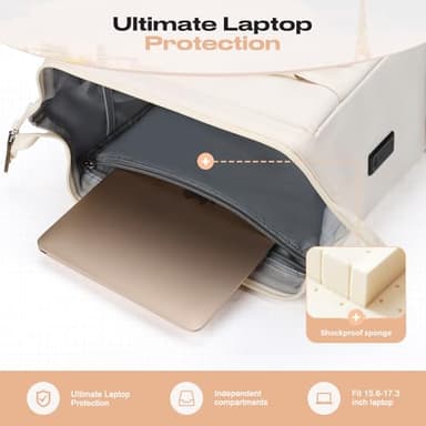 Maelstrom Travel Backpack for Women Men,Laptop Backpack Fits 15.6-17.3 Inch Laptop, Nurse/Teacher/Work Bag with Insulated Lunch Box,Water Resistant Carry On Backpack,Beige - Image 4