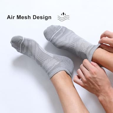 FITRELL 6 Pack Men's Running Socks Ankle Low Cut Cushioned No Show Compression Athletic Sports Gift for Men, Shoe Size 9-12, Light Gray+White - Image 3