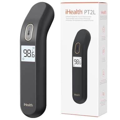 iHealth Touchless Thermometer for Adults and Kids, Color-Coded Alert & Silent Mode, 1-Second Accurate Fever Check, Portable for Home, Travel Use - PT2L Black - Image 1