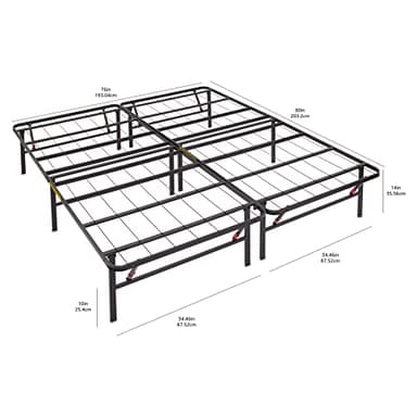 Amazon Basics Bed Frame with Storage, Foldable Metal Platform, Sturdy Steel, No Box Spring Needed, 14-inch High, Tool-Free Setup, Queen Size, Black - Image 2