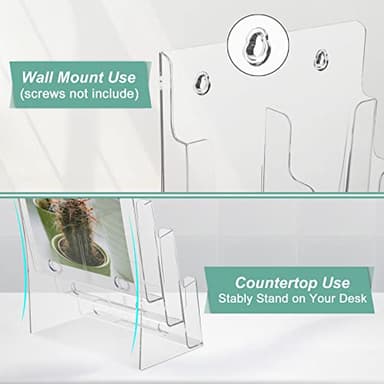 Acrylic Brochure Holder 8.5 x 11 inches, 3 Tier Clear Literature Holder with Removable Divider for Trifold 4 Inches Wide Pamphlet, Plastic Flyer Display Stand for Magazine, Document, Booklet - Image 5