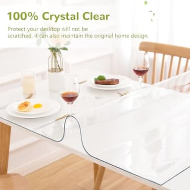 Eisdroma 44 x 114 Inch Clear Table Cover Protector, Clear Table Protector for Dining Room Table, 1.5mm Plastic Table Cover, Waterproof Table Pad for Kitchen, Office - Image 5