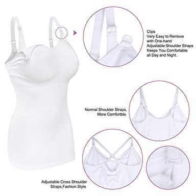 Womens Nursing Tank Tops Cami for Breastfeeding Maternity Postpartum Tops Adjustable Straps - Image 4
