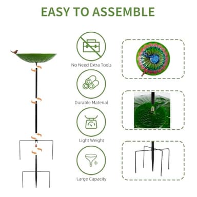 VEWOGIFT Bird Bath for Outdoor, 43" Tall Metal Birdbath with Stake, Peacock Bird Bath & Feeder with 13" Bowl for Outside Garden Patio Yard Decor - Image 3