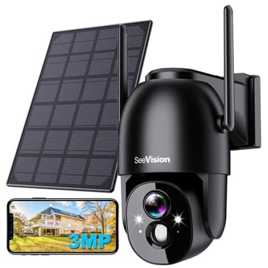 Solar Security Cameras Wireless Outdoor, Security Cameras with 2K 3MP, Battery Powered PTZ WiFi, Color Night Vision, 2-Way Talk, PIR Motion Detection, Spotlight & Siren Alarm for Home Security - Image 1