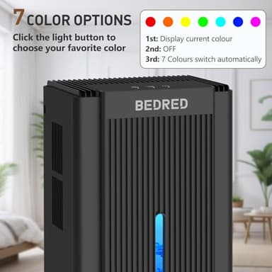 Dehumidifier,95OZ Dehumidifier for Home 1000 Sq.Ft - Quiet with Auto Shut Off & Relaxing 7 Color Ambient Light,Ideal for Livingroom, Bedroom, Basement(Black) - Image 5