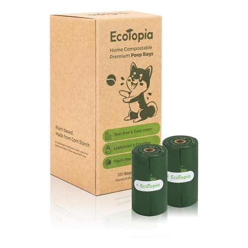 Tear-Free Biodegradable Poop Bags for Dogs,120 Compostable Dog Waste Bags Rolls,Eco-Friendly,Extra Thick,Leakproof,Unscented,Plant-based,ASTM D6400 & EN 13432 Compliant,Dark Green - Image 1