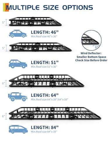 GarveeLife 46" x 36" Universal Roof Rack Carrier Basket, 200 Lbs Capacity Rooftop Cargo Rack, Car Top Luggage Holder Basket Heavy Duty for SUVs, Trucks, Vehicles - Image 4