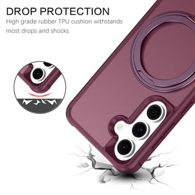 BENTOBEN for Samsung Galaxy S24 Plus Magnetic Case & Galaxy S25 Plus Phone Case, [Compatible with MagSafe] Rotatable Kickstand Ring Holder Design Shockproof Bumper Women Men Protective Cover, Wine Red - Image 7