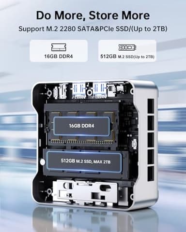 KAMRUI Essenx E2 Mini PC 11 Pro, 12th Gen Alder Lake N97(up to 3.6GHz) Micro PC (Beat N150/N100/N95), 16GB RAM 512GB M.2 SSD, Desktop Computers 4K Dual Display/USB3.2/WiFi/BT/LAN Small Computer - Image 3