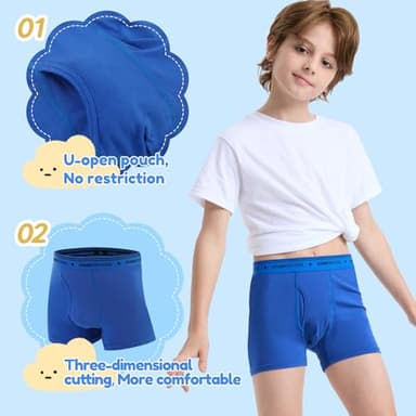 BAMBOO COOL Boys' Underwear Moisture-Wicking Brethable Boxer Briefs Soft Lightweight Tag-Free with Fly Pouch 6-Pack - Image 3
