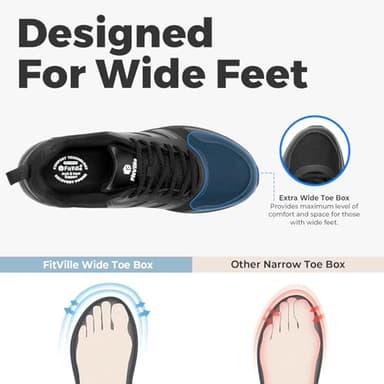 FitVille Extra Wide Sneakers for Men with Wide Toe Box Lightweight Running Shoes for Diabetic Men, Flat Feet, Heel Pain & Plantar Fasciitis Relief - Image 3