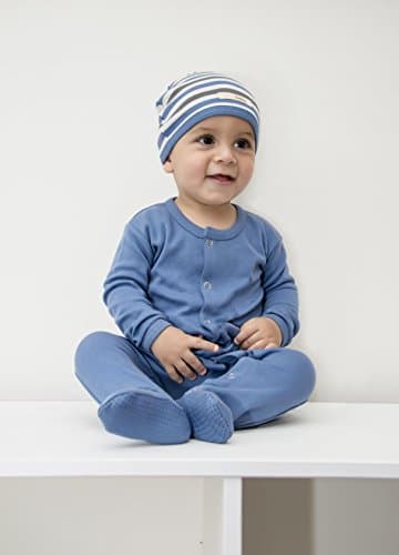 L'ovedbaby Baby Girls Organic Snap One-Piece Footies, Slate, 3-6 Months US - Image 3