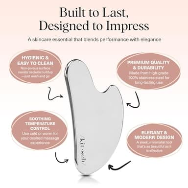 Kitsch Stainless Steel Gua Sha Facial Tools - Guasha Tool for Face, Face Sculpting Tool, Jawline Shaper, Double Chin Reducer, Body Gua Sha Tools, Lymphatic Drainage Massager, Facial Skin Care - Silver - Image 4