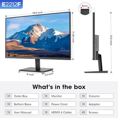 KOORUI 22 Inch Computer Monitor Full HD 1080P 100Hz PC Gaming Screen VA Panel Ultra-Slim Display 3000:1 Contrast Ratio with Adpitive Sync (HDMI/VGA/VESA Compatible 100x100mm/Audio Out), Tilt, Black - Image 13