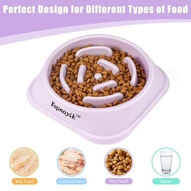 Yopnoyik 2 Pack Slow Feeder Dog Bowls for Healthy Eating, Non-Slip and Anti-Choking Design, Reduces Bloating & Overeating for Large Dogs, Easy to Clean - Image 4