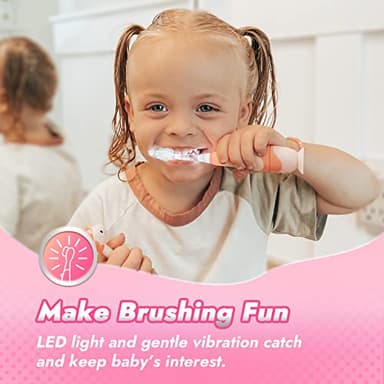 Papablic Toddler Sonic Electric Toothbrush Kids for Ages 1-3 Years, Baby Electric Toothbrush with Cute Unicorn Cover and Smart LED Timer, 4 Brush Heads (Doris) - Image 4