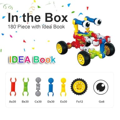 Huaker Stem Building Toys for 3 4 5 6 7 8 Year Old Boys Girls Kids,180 Pieces Building Blocks Educational Learning Toys with Large Storage Box,Ideal Christmas Birthday Gifts - Image 4